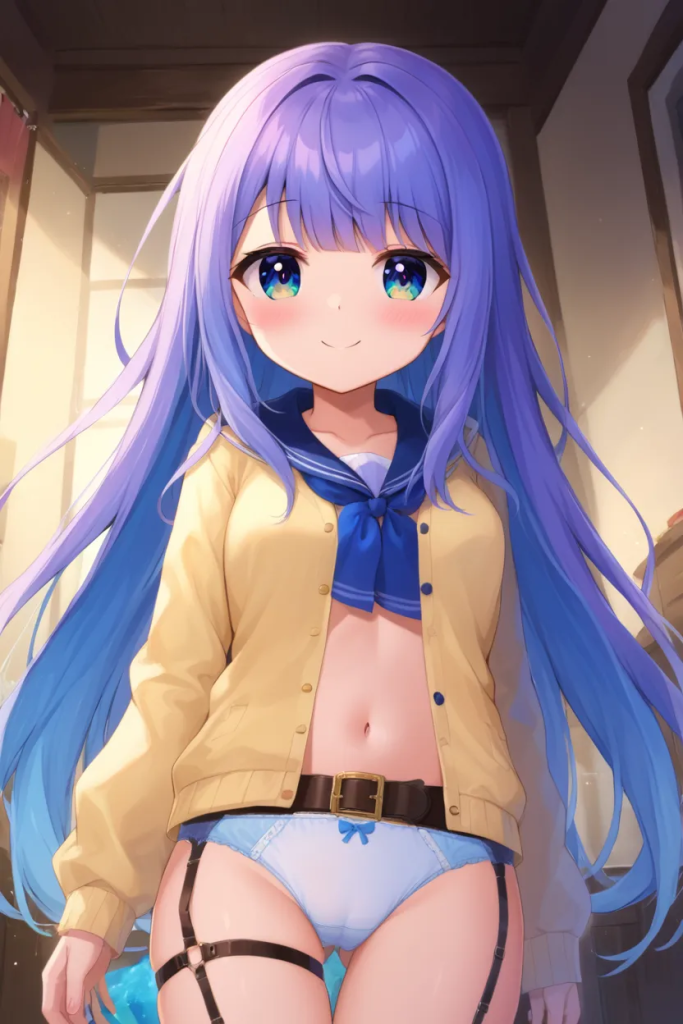 Cute anime waifu with pink hair in school uniform generated by AI